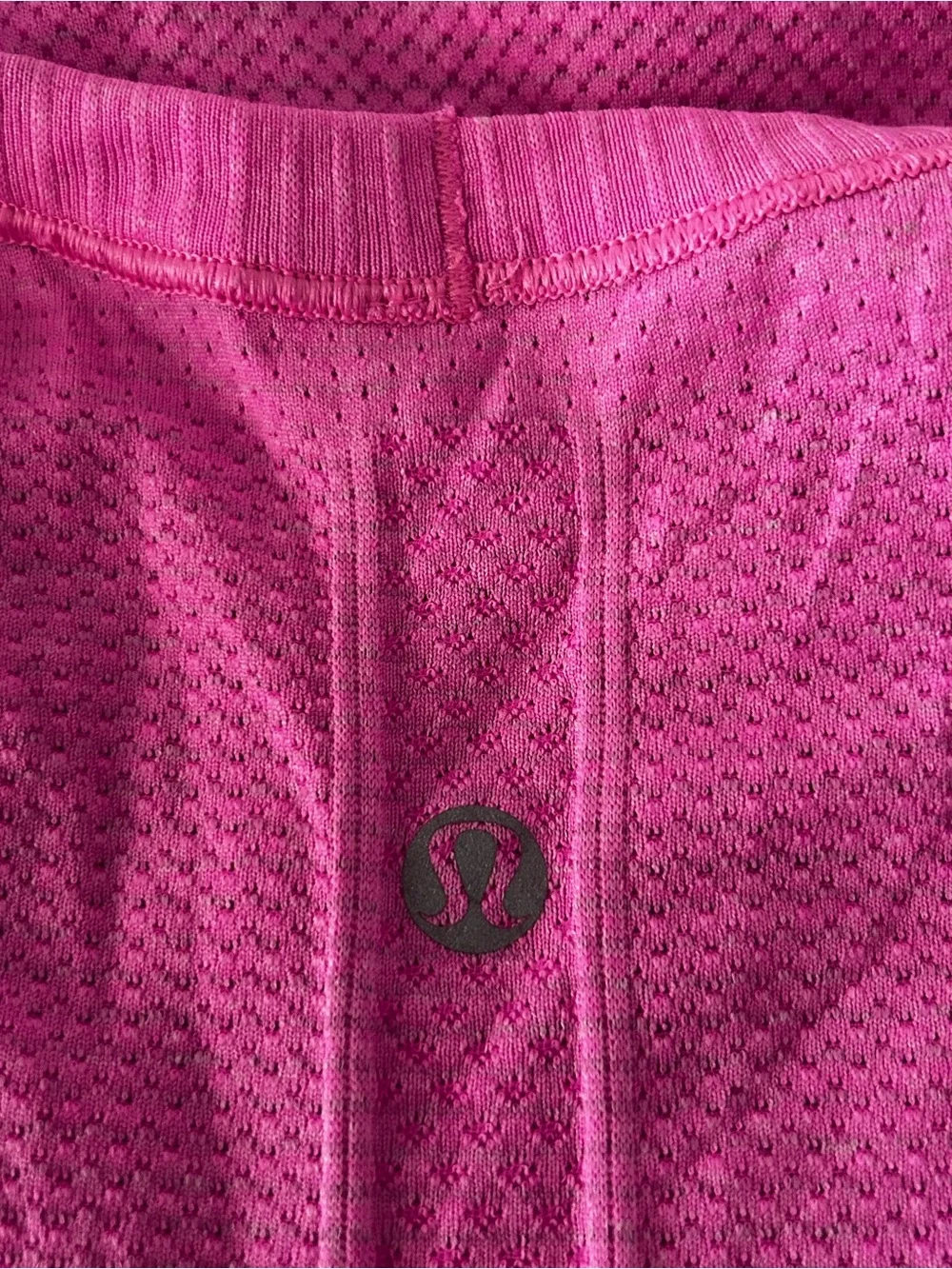 Lululemon Women's 12 Pink Grey Long Sleeve Raglan Swiftly Tech Thumbhole Gym Top